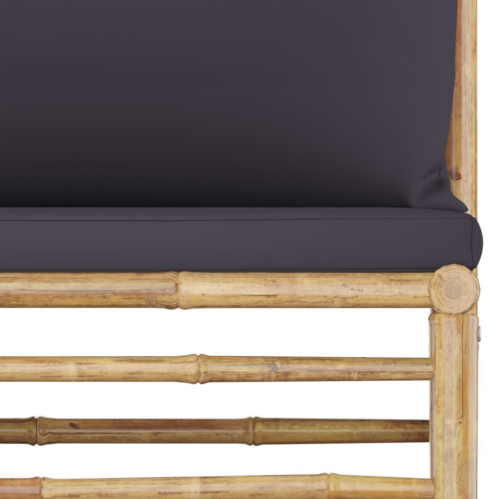 vidaXL 7 Piece Garden Lounge Set with Dark Grey Cushions Bamboo