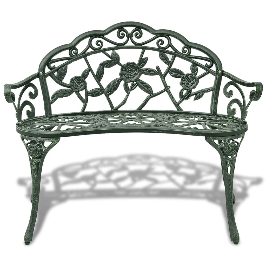 vidaXL Garden Bench 100 cm Cast Aluminium Green