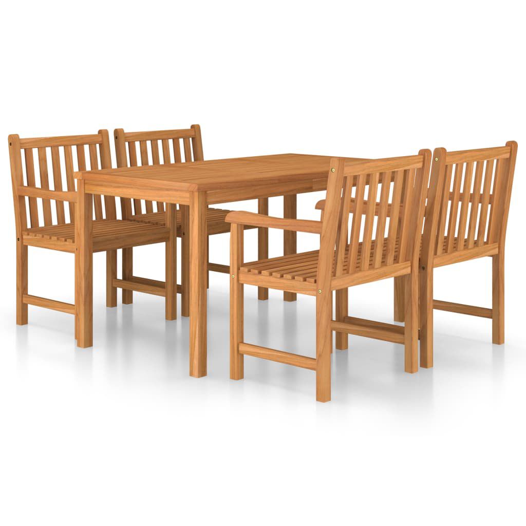 vidaXL 5 Piece Garden Dining Set Solid Teak Wood