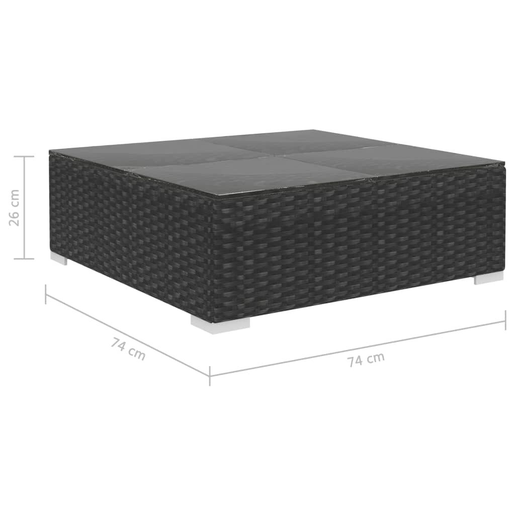 vidaXL 7 Piece Garden Lounge Set Black with Cushions Poly Rattan