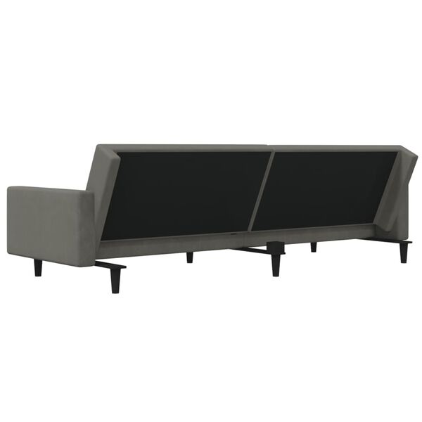 vidaXL 2-Seater Sofa Bed with Two Pillows Dark Grey Velvet