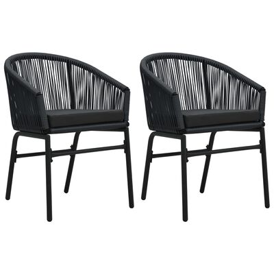 vidaXL Garden Chairs 2 pcs Black PE Rattan, black vidaXL Garden Chairs 2 pcs Black PE Rattan