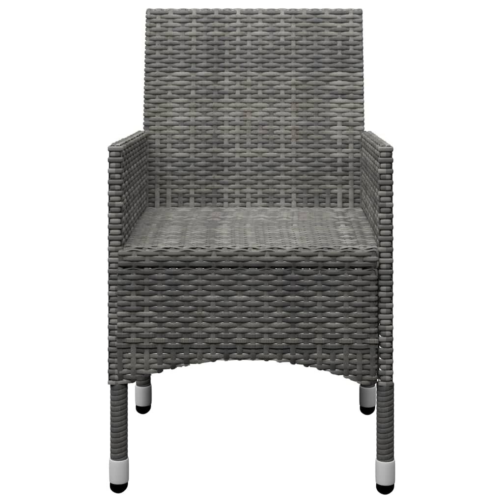 vidaXL 3 Piece Bistro Set Poly Rattan and Tempered Glass Grey