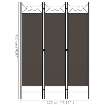 vidaXL 3-Panel Room Divider Anthracite 120x180 cm, anthracite vidaXL 3-Panel Room Divider Anthracite 120x180 cm