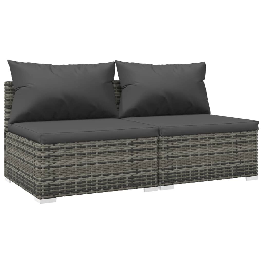 vidaXL 2 Piece Garden Lounge Set with Cushions Poly Rattan Grey