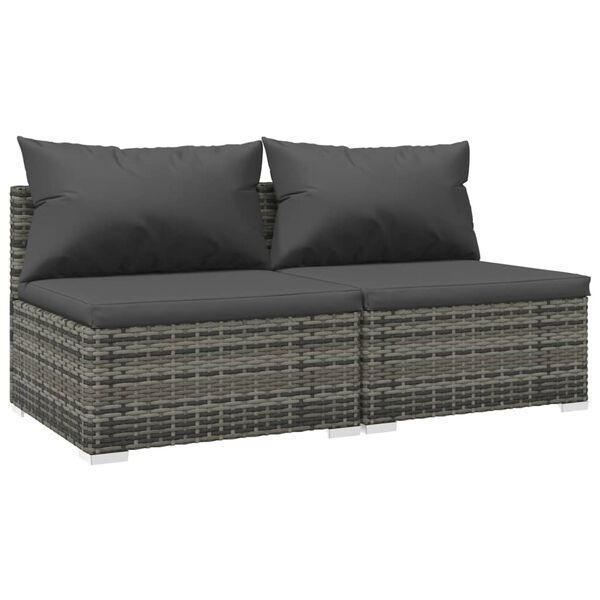vidaXL 2 Piece Garden Lounge Set with Cushions Poly Rattan Grey