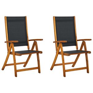 vidaXL Folding Garden Chairs 2 pcs Solid Acacia Wood and Textilene