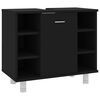 vidaXL 4 Piece Bathroom Furniture Set Black Engineered Wood