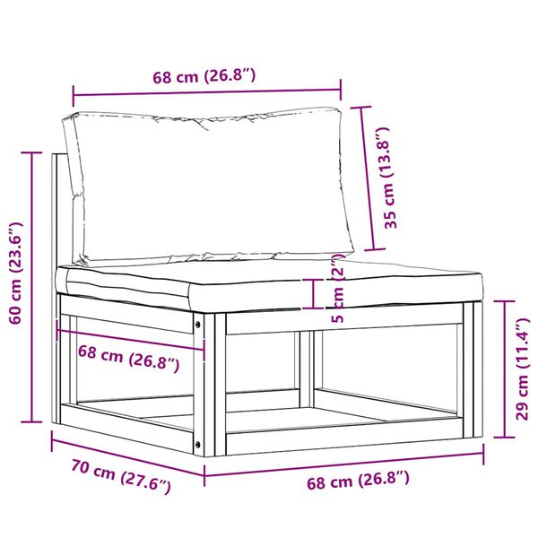 vidaXL 2 Piece Sofa Set with Dark Grey Cushions Solid Acacia Wood
