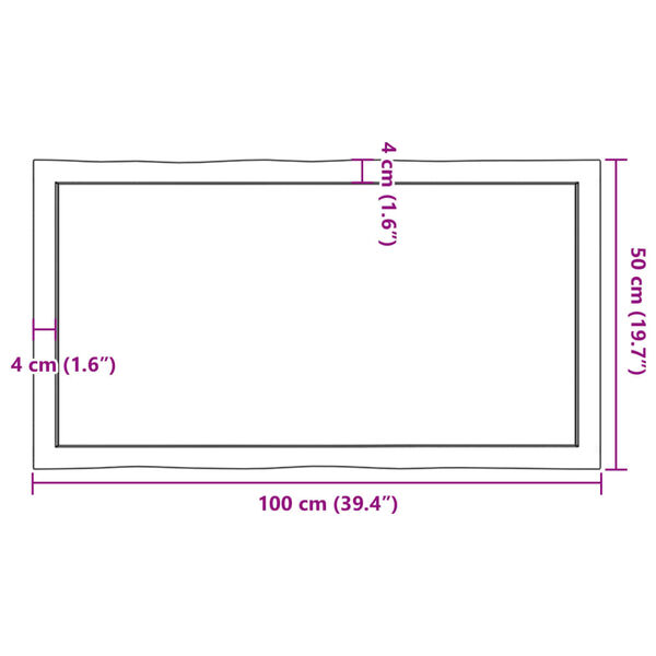 vidaXL Table Top Light Brown 100x50x(2-6)cm Treated Solid Wood Live Edge