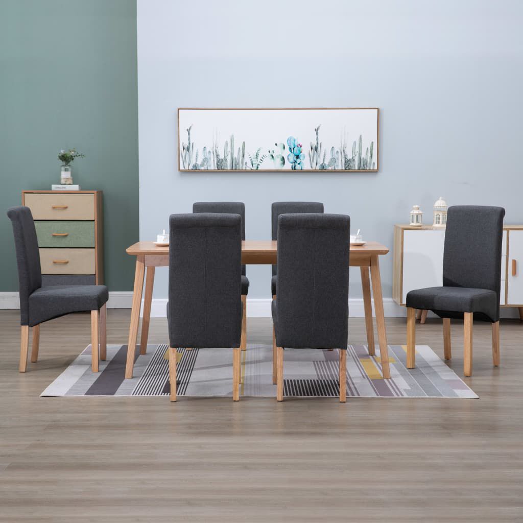 vidaXL Dining Chairs 6 pcs Grey Fabric