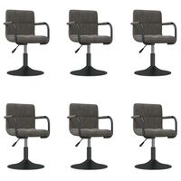 vidaXL Swivel Dining Chairs 6 pcs Dark Grey Velvet