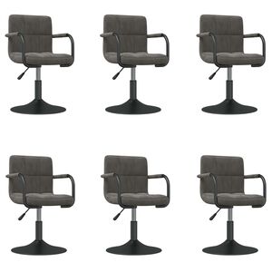vidaXL Swivel Dining Chairs 6 pcs Dark Grey Velvet