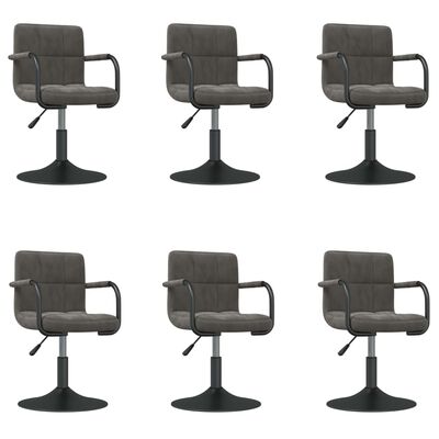 vidaXL Swivel Dining Chairs 6 pcs Dark Grey Velvet, dark grey vidaXL Swivel Dining Chairs 6 pcs Dark Grey Velvet