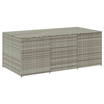 vidaXL Garden Storage Box Poly Rattan 180x90x70 cm Grey, grey vidaXL Garden Storage Box Poly Rattan 180x90x70 cm Grey