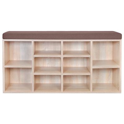 Shoe Storage Bench 10 Compartments Oak Colour, brown Shoe Storage Bench 10 Compartments Oak Colour