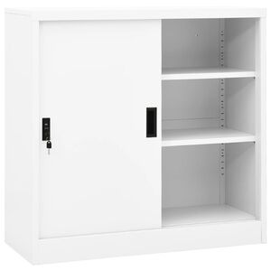 vidaXL Office Cabinet with Sliding Door White 90x40x90 cm Steel