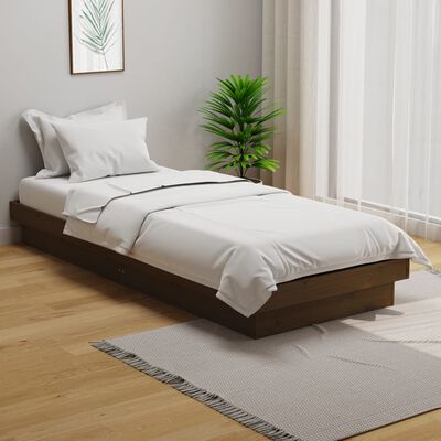 vidaXL Bed Frame without Mattress Honey Brown Solid Wood Small Single, honey brown vidaXL Bed Frame without Mattress Honey Brown Solid Wood Small Single