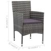 vidaXL 3 Piece Garden Dining Set Grey Poly Rattan and Glass