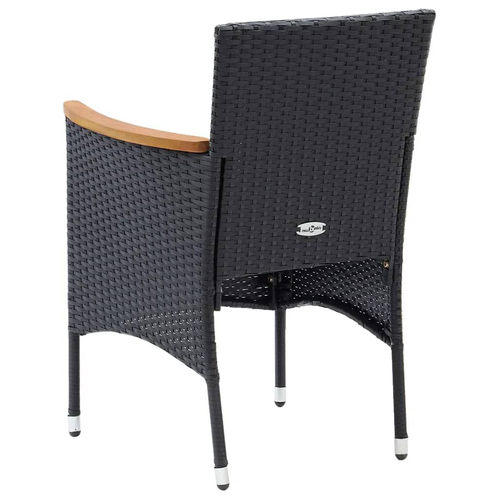 vidaXL 9 Piece Garden Dining Set with Cushions Poly Rattan Black