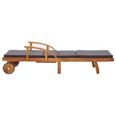 vidaXL Sun Lounger with Cushion Solid Acacia Wood, dark grey vidaXL Sun Lounger with Cushion Solid Acacia Wood
