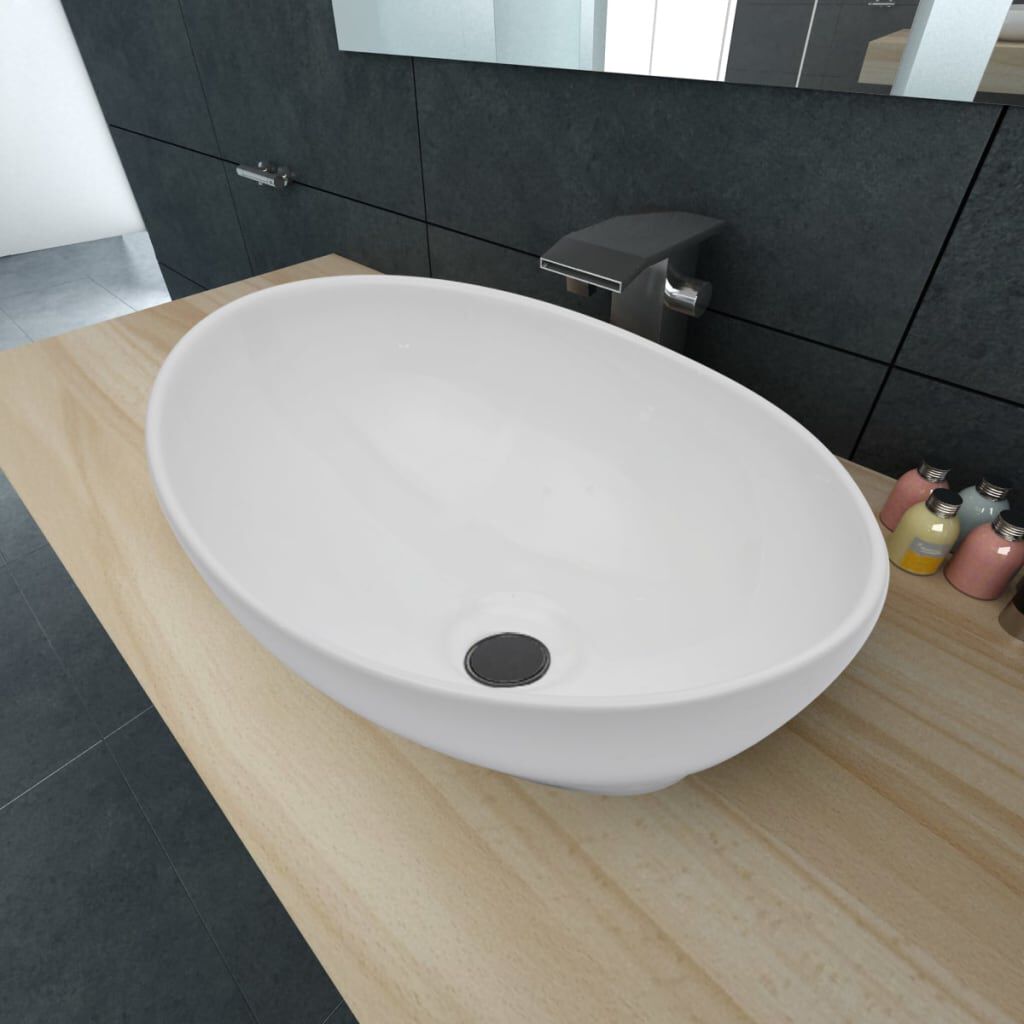 vidaXL Ceramic Basin 40x33 cm Oval White