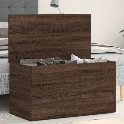 vidaXL Storage Chest Brown Oak 84x42x46 cm Engineered Wood, brown oak vidaXL Storage Chest Brown Oak 84x42x46 cm Engineered Wood