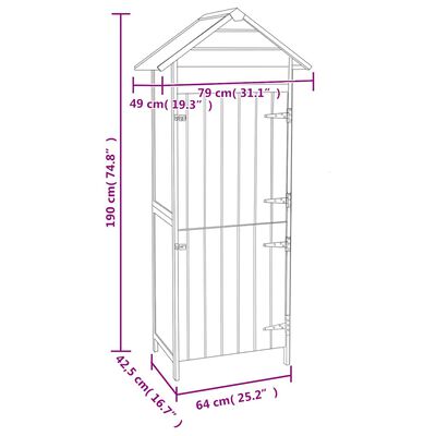 vidaXL Garden Storage Cabinet Brown 42.5x64x190 cm,  vidaXL Garden Storage Cabinet Brown 42.5x64x190 cm