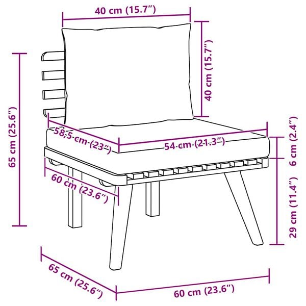 vidaXL 2 Piece Garden Lounge Set with Cushions Solid Acacia Wood