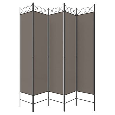 vidaXL 5-Panel Room Divider Anthracite 200x200 cm Fabric, anthracite vidaXL 5-Panel Room Divider Anthracite 200x200 cm Fabric