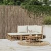 vidaXL 3 Piece Garden Lounge Set with Cream White Cushions Bamboo