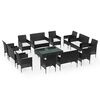 vidaXL 16 Piece Garden Lounge Set with Cushions Poly Rattan Black