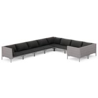 vidaXL 9 Piece Garden Lounge Set with Cushions Poly Rattan Dark Grey