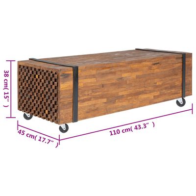 vidaXL Coffee Table 110x45x38 cm Solid Teak Wood