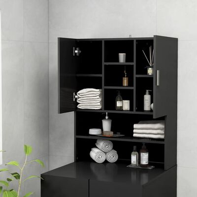 vidaXL Washing Machine Cabinet Black 70.5x25.5x90 cm, black vidaXL Washing Machine Cabinet Black 70.5x25.5x90 cm