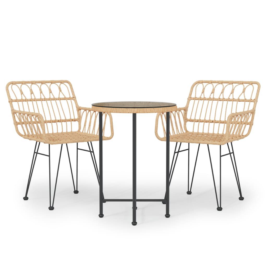 vidaXL 3 Piece Garden Dining Set Poly Rattan