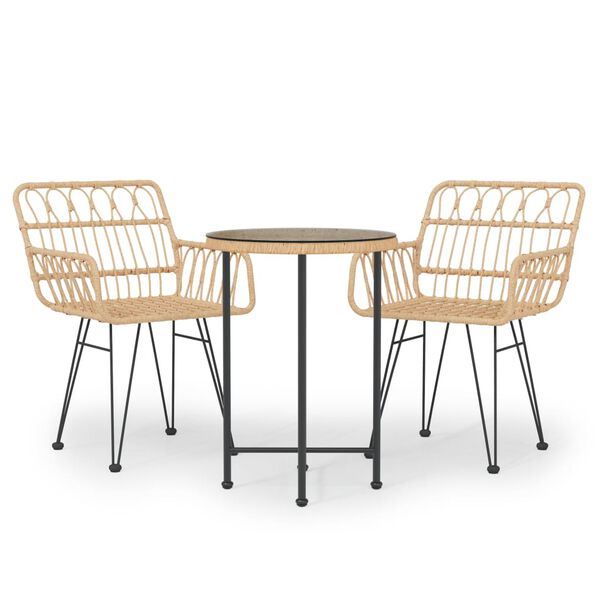 vidaXL 3 Piece Garden Dining Set Poly Rattan