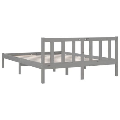 vidaXL Bed Frame without Mattress Grey Solid Wood 140x200 cm, grey vidaXL Bed Frame without Mattress Grey Solid Wood 140x200 cm