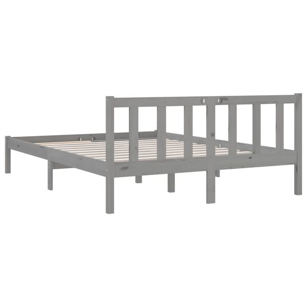 vidaXL Bed Frame without Mattress Grey Solid Wood 140x200 cm