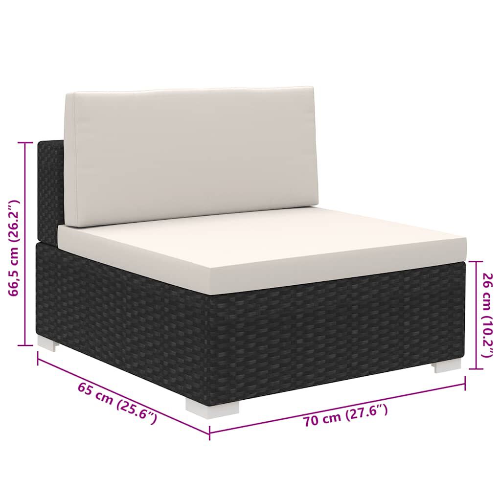 vidaXL 8 Piece Garden Lounge Set with Cushions Poly Rattan Black