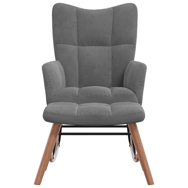 vidaXL Rocking Chair with a Stool Dark Grey Velvet