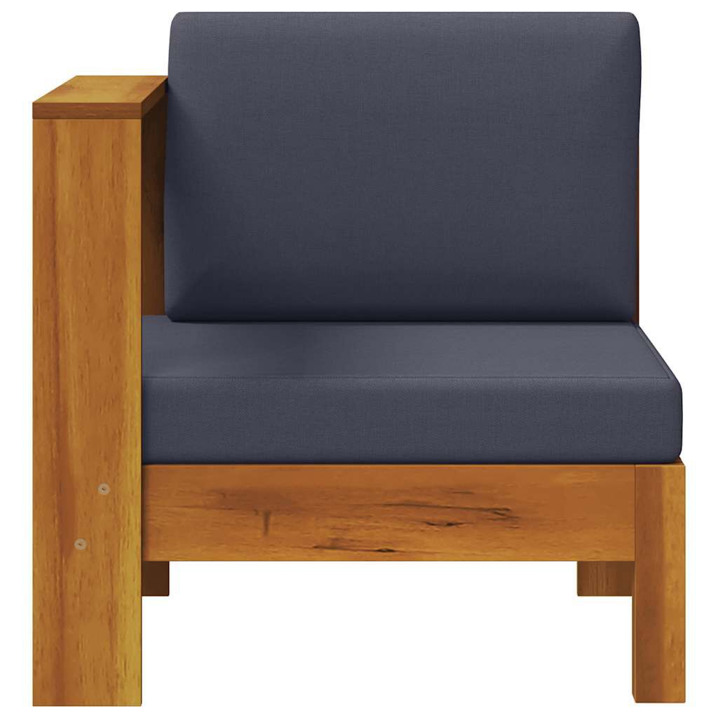 vidaXL Middle Sofa with 1 Armrest Dark Grey Solid Acacia Wood