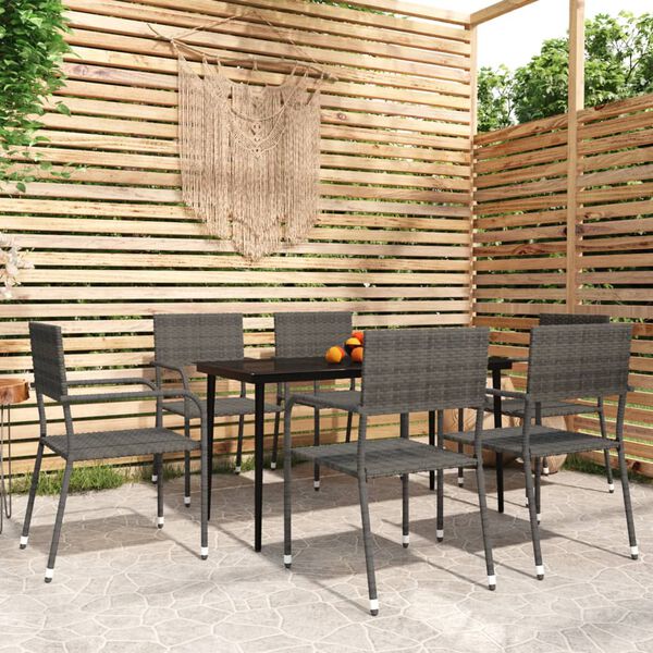 vidaXL 7 Piece Garden Dining Set Grey