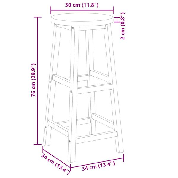vidaXL Bar Stools 4 pcs Solid Acacia Wood