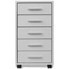 vidaXL Office Drawer Unit with Castors 5 Drawers White