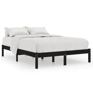 vidaXL Bed Frame | Black | Solid Pine Wood | Super King Size | Durable