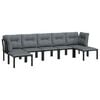 vidaXL 7 Piece Garden Lounge Set Black and Grey Poly Rattan