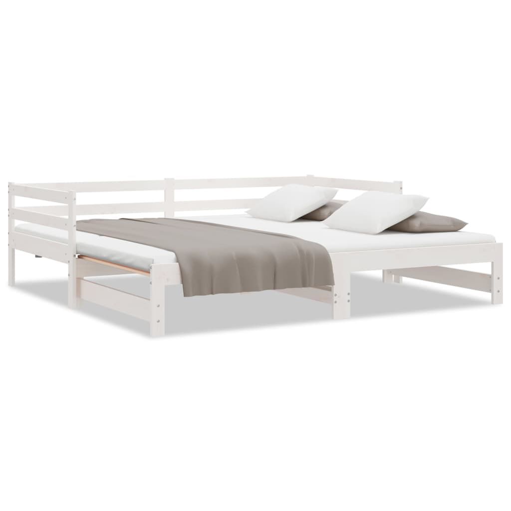 vidaXL Pull-out Day Bed without Mattress White 90x200 cm