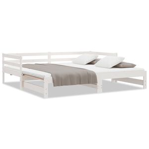 vidaXL Pull-out Day Bed without Mattress White 90x200 cm
