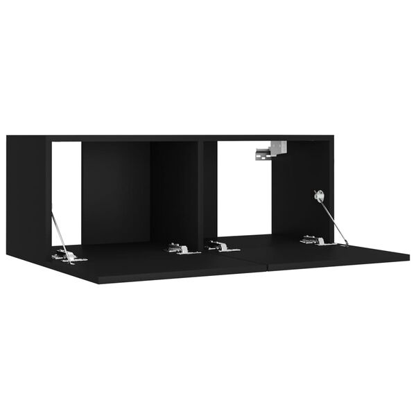vidaXL 4 Piece TV Cabinet Set Black Engineered Wood